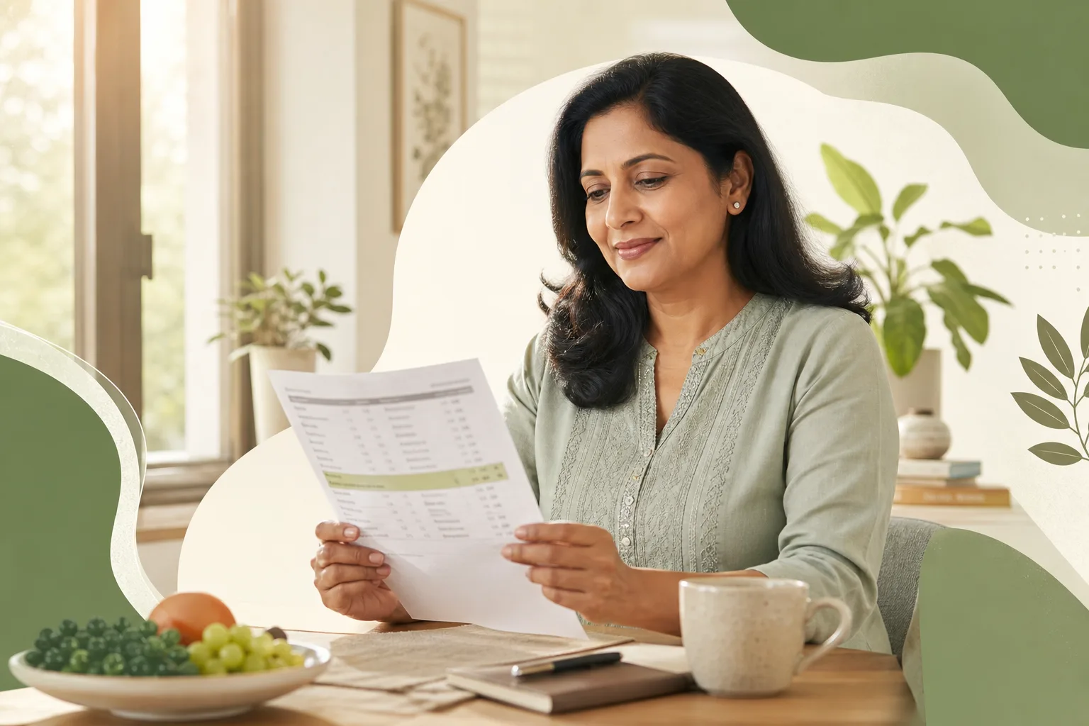 Person reviewing a lab report at home before a doctor visit